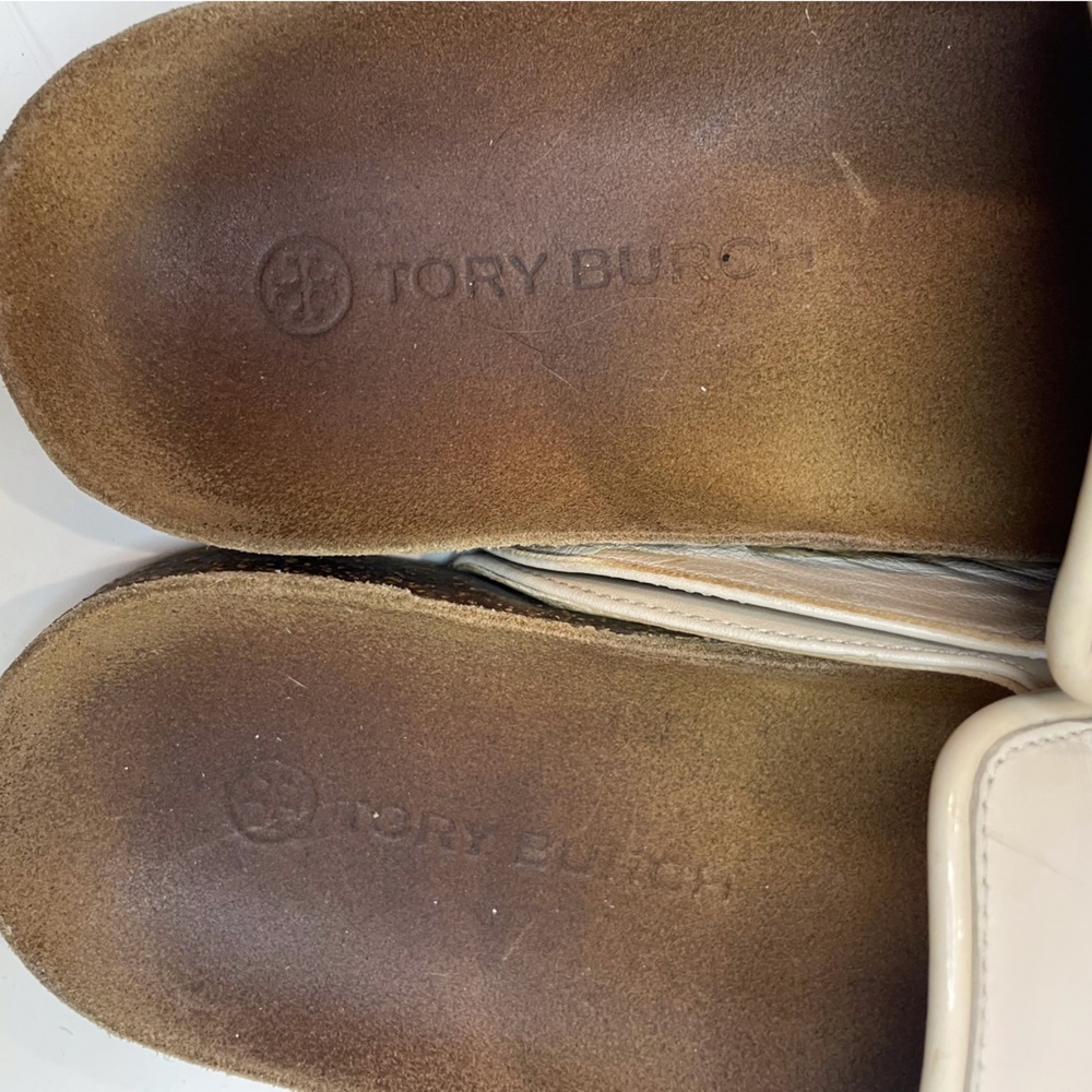 Tory Burch Women’s Charm Cream Mules with Gold Accent Size 8 - Picture 7 of 8